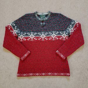 Woolrich Women's Petite Lamb's Wool Nylon Pewter Clasp Sweater Ruby Size Medium